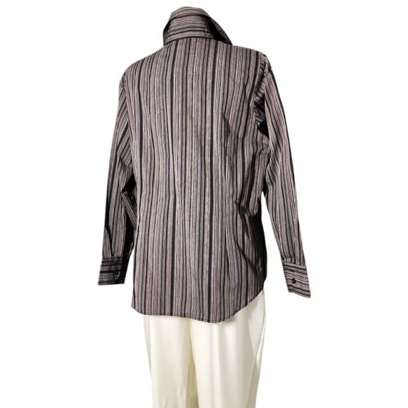 YORK Long Sleeve Stripped Black and Brown Size L Big - Picture 9 of 10